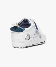 chaussures de naissance forme baskets avec paillettes - lulu castagnette blanc chaussures de naissance7616601_4