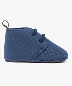 chaussure de naissance lacee a pois bleu7616701_1