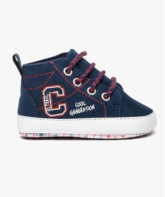 basket de naissance a surpiqures contrastantes bleu chaussures de naissance7617301_1