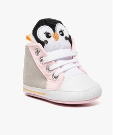 chaussures de naissance motif pingouin gris7617401_2