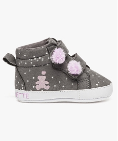 basket montante a pois et pompons - lulu castagnette gris chaussures de naissance7617901_1