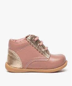 chaussures premiers pas a lacets et empiecements irises rose7618301_1