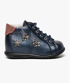 GEMO Chaussures premiers pas en cuir avec motifs étoiles - Bopy Bleu