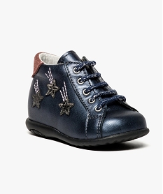 chaussures premiers pas en cuir avec motifs etoiles - bopy bleu7618501_2