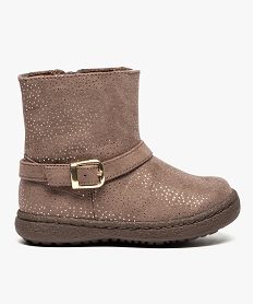 GEMO Bottines bébé fille zippées à pois dorés Brun