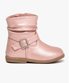 GEMO Bottines bébé fille irisées avec boucle métallique rose standard