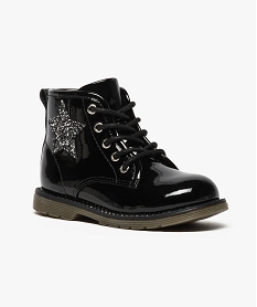 boots lace verni a empiecement etoile noir bottes et boots7632101_2