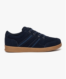 GEMO Baskets avec dessus cuir velours fermeture lacets Bleu