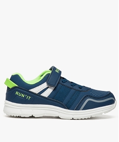 GEMO Baskets garçon avec détails fluo lacets élastiques et scratch du 31 au 37 bleu standard