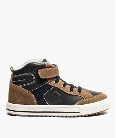 GEMO Baskets garçon semi-montantes bicolores avec fermeture scratch Bleu