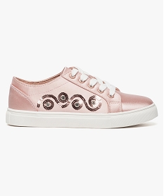 GEMO Sneakers basses satinées avec sequins et strass rose standard