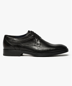 GEMO Derbies dessus cuir lisse uni Noir