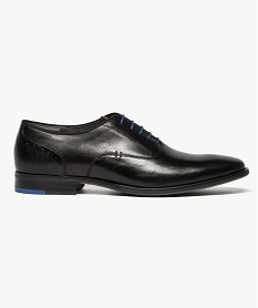 GEMO Derbies dessus cuir lisse avec lacets contrastants Noir