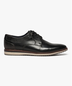 GEMO Derbies homme dessus cuir avec semelle bicolore noir standard