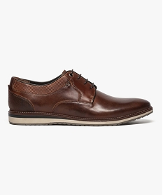 derbies homme dessus cuir avec semelle bicolore brun baskets et tennis7649901_1