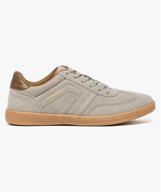 GEMO Baskets basses homme unies fermeture à scratchs beige standard