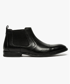 GEMO Chelsea boots dessus cuir à empiècement perforé Noir