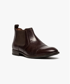 chelsea boots dessus cuir a empiecement perfore brun7655501_2