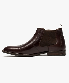 chelsea boots dessus cuir a empiecement perfore brun7655501_3