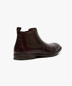 chelsea boots dessus cuir a empiecement perfore brun7655501_4