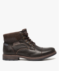 GEMO Boots homme à lacets avec semelle crantée et col rembourré Brun