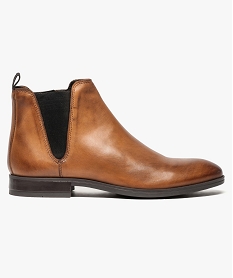 GEMO Boots en cuir pour homme façon Chelsea marron vif