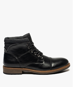 GEMO Boots homme à lacets avec col rembourré en denim Noir