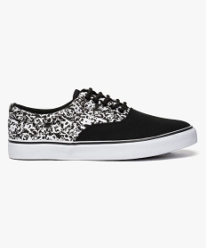 GEMO Baskets basses bicolores en toile Noir