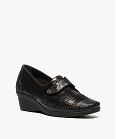 chaussures confort avec dessus en cuir irise noir7658301_2