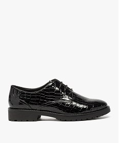 GEMO Derbies femme vernies et crantées imitation crocodile Noir