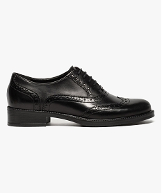 GEMO Derbies femme dessus cuir avec ajours et guipures noir standard