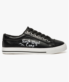 GEMO Tennis basses pour femme avec inscription et motifs noir standard
