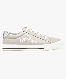 GEMO Tennis basses pour femme avec inscription et motifs gris standard