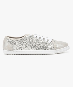 GEMO Tennis basse à paillettes et empiècements irisés blanc vif