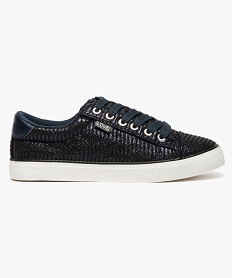 tennis basses texturees a paillettes bleu7665901_1