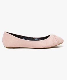 GEMO Ballerines femme unies en suédine avec bout rond effet drapé Rose