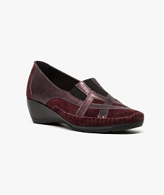 chaussure confort femme avec dessus en cuir bicolore rouge7671301_2