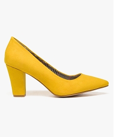 GEMO Escarpins femme à talon large et bout pointu jaune standard
