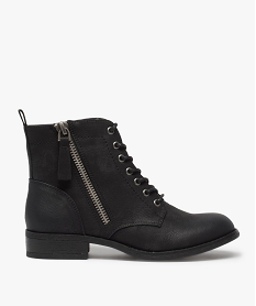 GEMO Boots femme style rangers à zip Noir