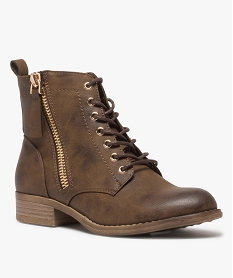 boots femme style rangers a zip brun7679401_2