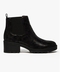 GEMO Chelsea boots python à talon et semelle crantée Noir