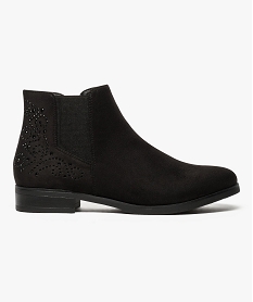 GEMO Boots aspect nubuck avec strass sur le talon noir standard