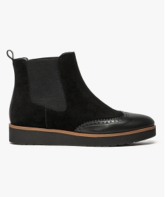 GEMO Chelsea boots en cuir avec semelle plateforme Noir
