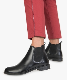 boots femme style chelsea dessus cuir lisse noir bottines et boots7686301_1