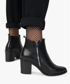GEMO Boots femme à talon avec zip sur le côté noir standard