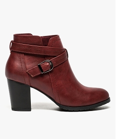 GEMO Boots à large talon haut et boucle décorative rouge standard