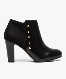 GEMO Bottine bi-matières à talon avec rivets Noir