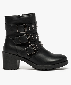 GEMO Boots style biker avec brides à clous et boucles métaliiques Noir