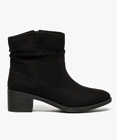 GEMO Boots velours à tige plissée Noir
