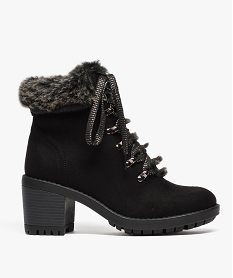 GEMO Bottines femme avec  et haut talon cranté Noir